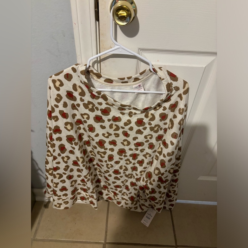 Leopard Print Women's Pajama Top - Cream and Brown